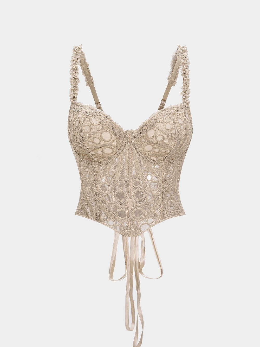 Lace Trim Bustier Corset Tie-Back Cami Top